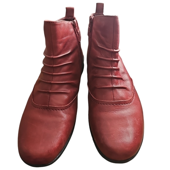 Earth Alta Bordeaux red leather ankle boots sz 9 - Picture 2 of 6